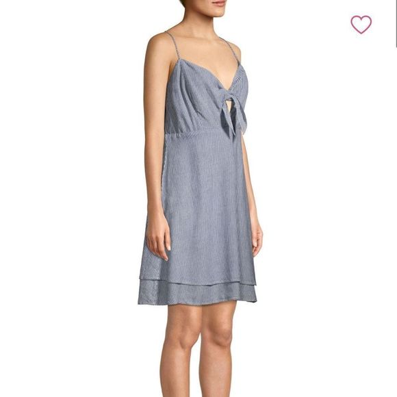 Rails August Bow Tie Dress in August Blue Chambray Pinstripe NWT size Large - Picture 2 of 14